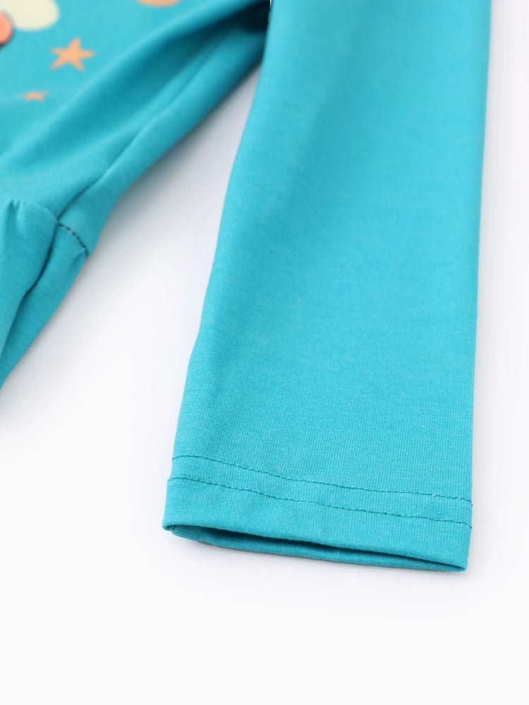 Disney Princess Toddler Girl 2pcs Naia? Jasmine Ruffle-hem Long-sleeve Top And Floral/Shell Stripe Pattern Leggings Set Green