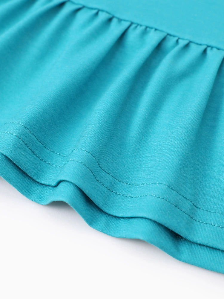 Disney Princess Toddler Girl 2pcs Naia? Jasmine Ruffle-hem Long-sleeve Top And Floral/Shell Stripe Pattern Leggings Set Green