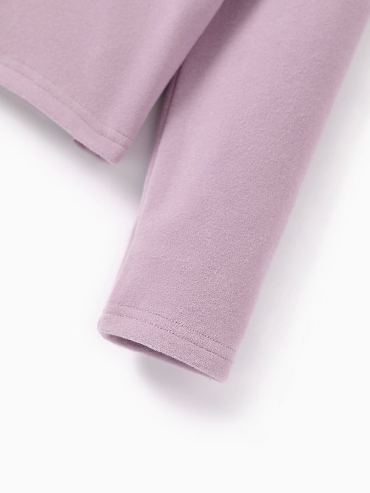 Ensemble 2 pièces pour fille, t-shirt à col roulé à volants et pantalon évasé, violet