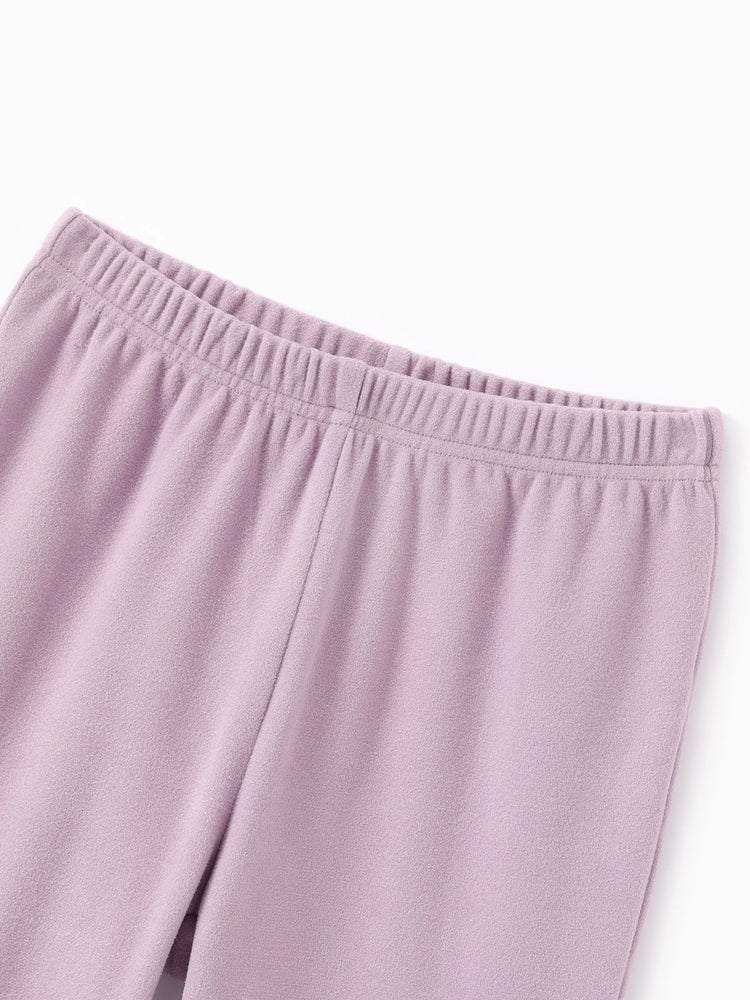 Ensemble 2 pièces pour fille, t-shirt à col roulé à volants et pantalon évasé, violet