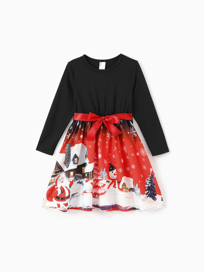 Robe de Noël pour fille avec ceinture noire