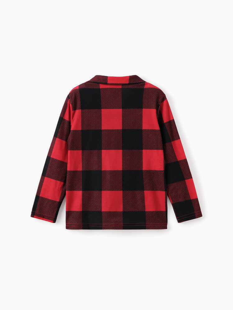 Pijama familiar navideño a juego de la Patrulla Canina a cuadros rojos con estampado de Chase, Marshall, Skye y Rubble, con calcetines navideños