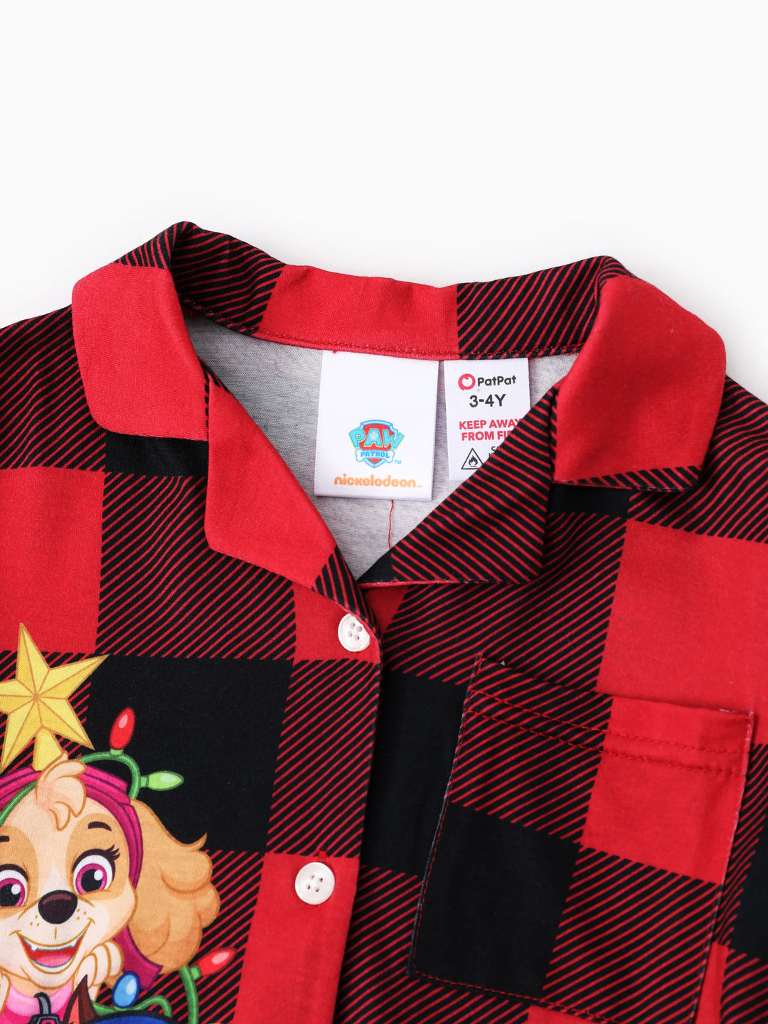PAW Patrol Weihnachtsfamilie passende Karo-Rot mit Chase, Marshall, Skye, Rubble Druck Schlafanzugsets mit Weihnachtssocken