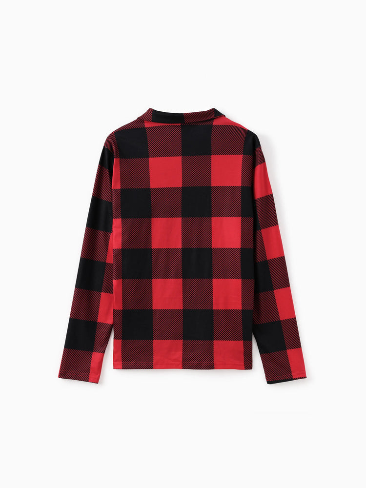 Pijama familiar navideño a juego de la Patrulla Canina a cuadros rojos con estampado de Chase, Marshall, Skye y Rubble, con calcetines navideños