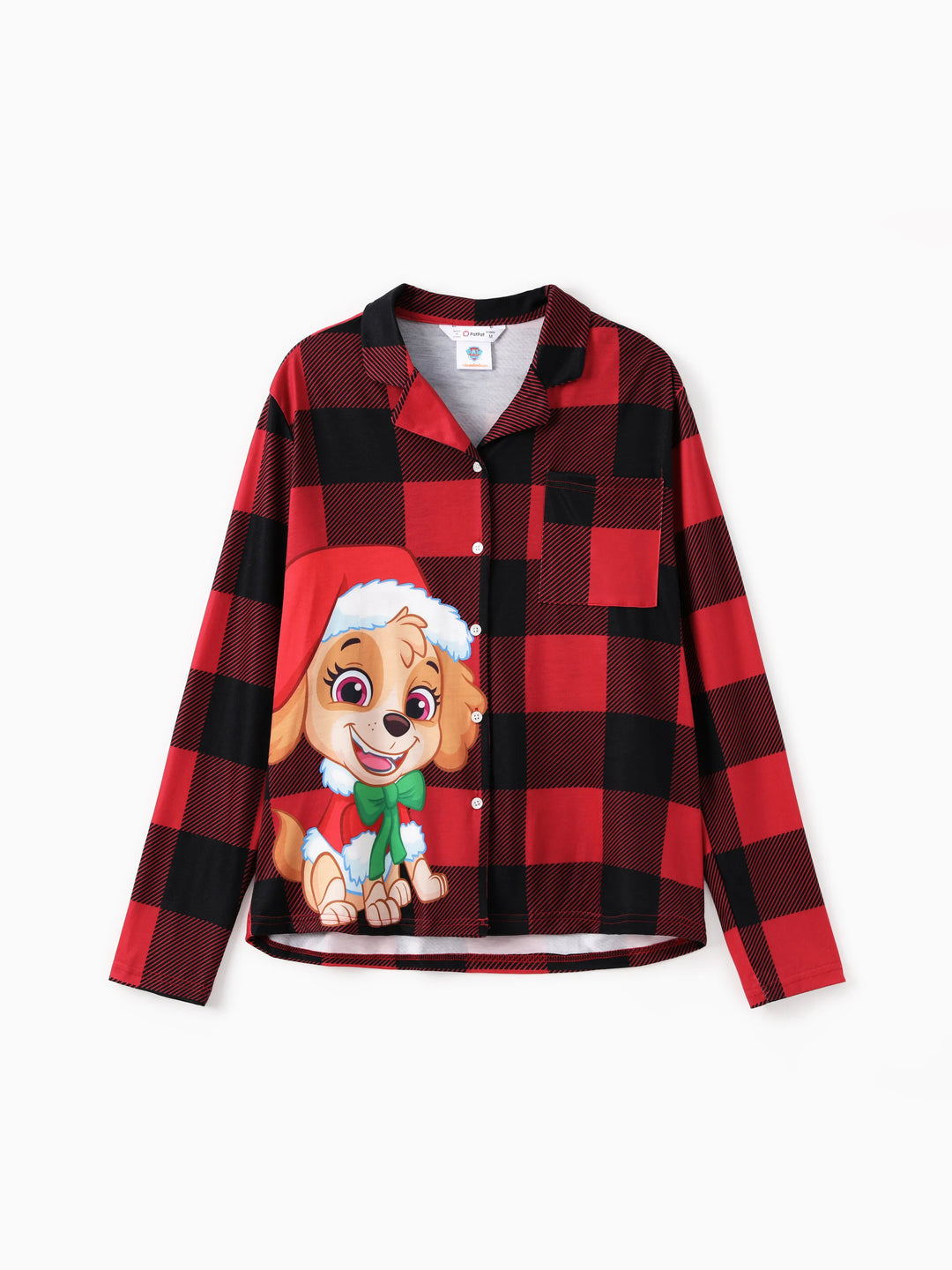 PAW Patrol Weihnachtsfamilie passende Karo-Rot mit Chase, Marshall, Skye, Rubble Druck Schlafanzugsets mit Weihnachtssocken