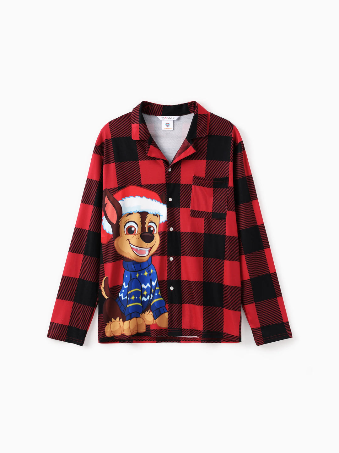 PAW Patrol Weihnachtsfamilie passende Karo-Rot mit Chase, Marshall, Skye, Rubble Druck Schlafanzugsets mit Weihnachtssocken