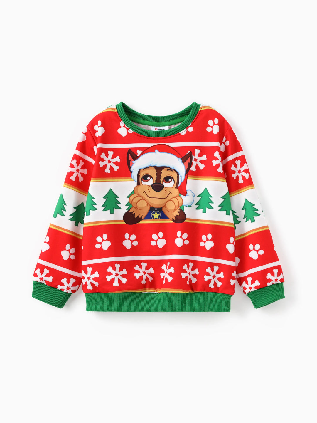 PAW Patrol Family passende Weihnachtsjagd und Skye mit Weihnachtsmannmütze Schneeflockenmuster Sweatshirt  rot