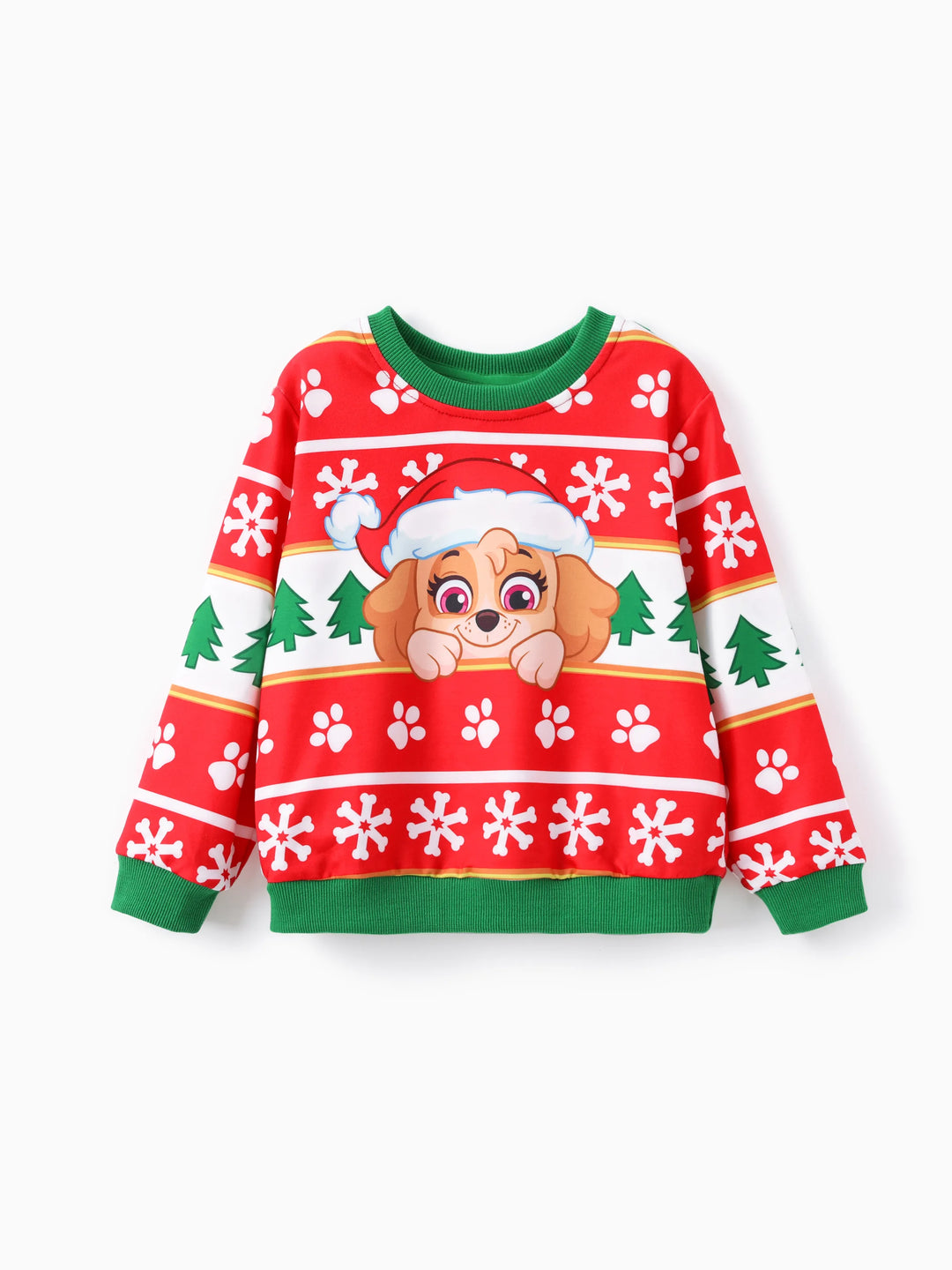 PAW Patrol Family passende Weihnachtsjagd und Skye mit Weihnachtsmannmütze Schneeflockenmuster Sweatshirt  rot