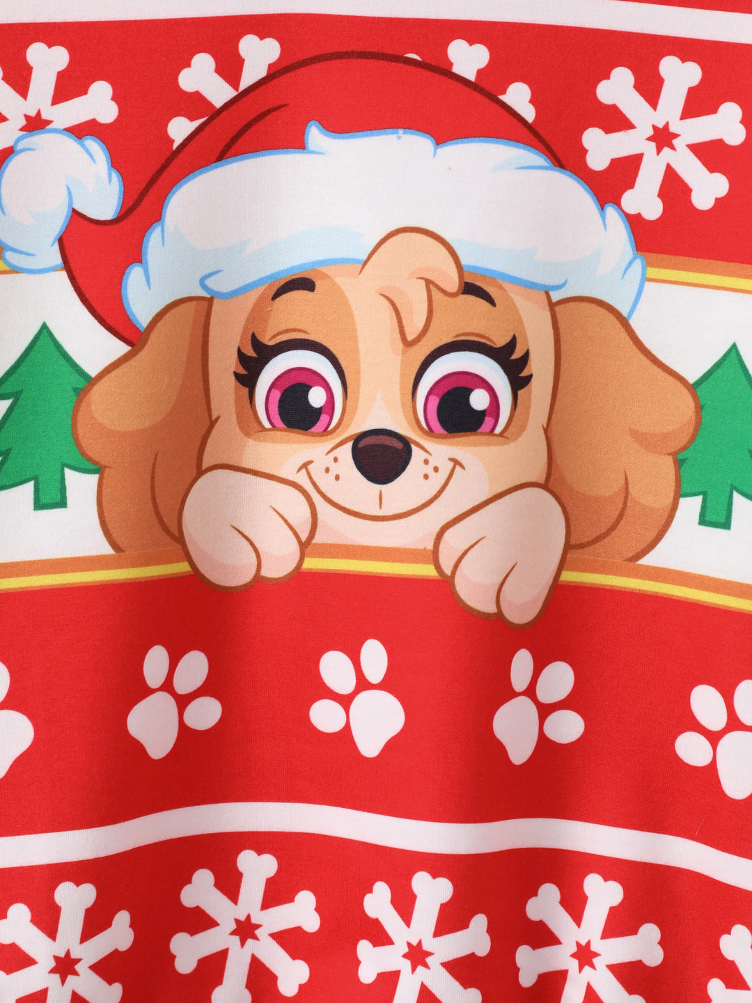 PAW Patrol Family passende Weihnachtsjagd und Skye mit Weihnachtsmannmütze Schneeflockenmuster Sweatshirt  rot