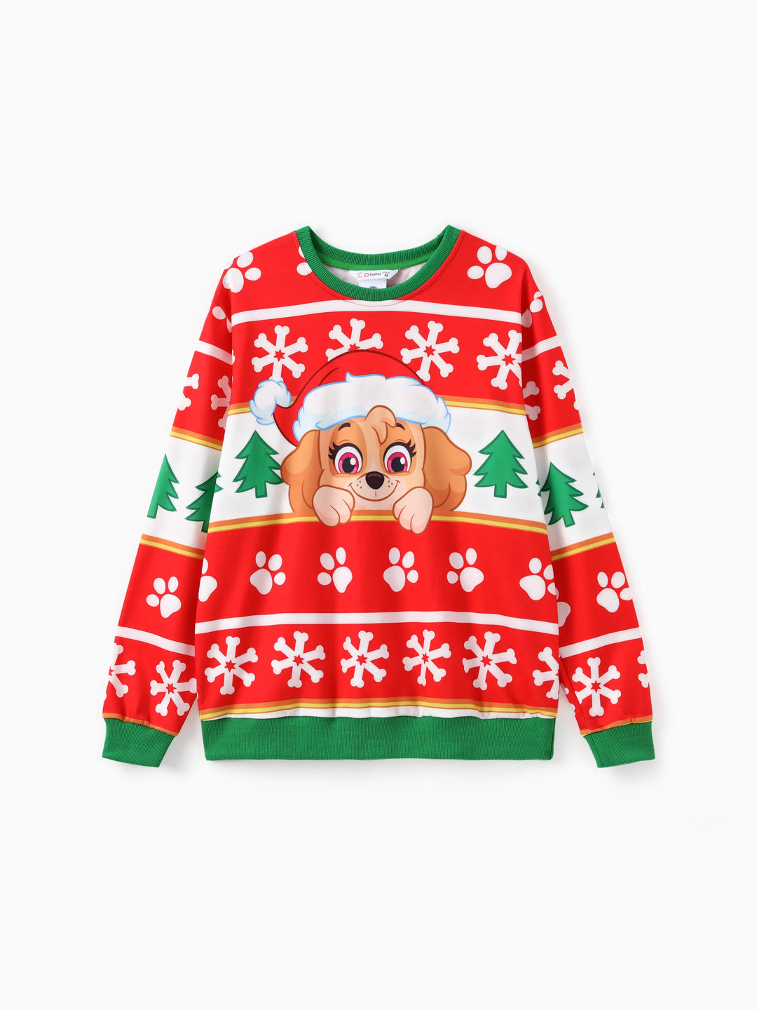 PAW Patrol Family passende Weihnachtsjagd und Skye mit Weihnachtsmannmütze Schneeflockenmuster Sweatshirt  rot