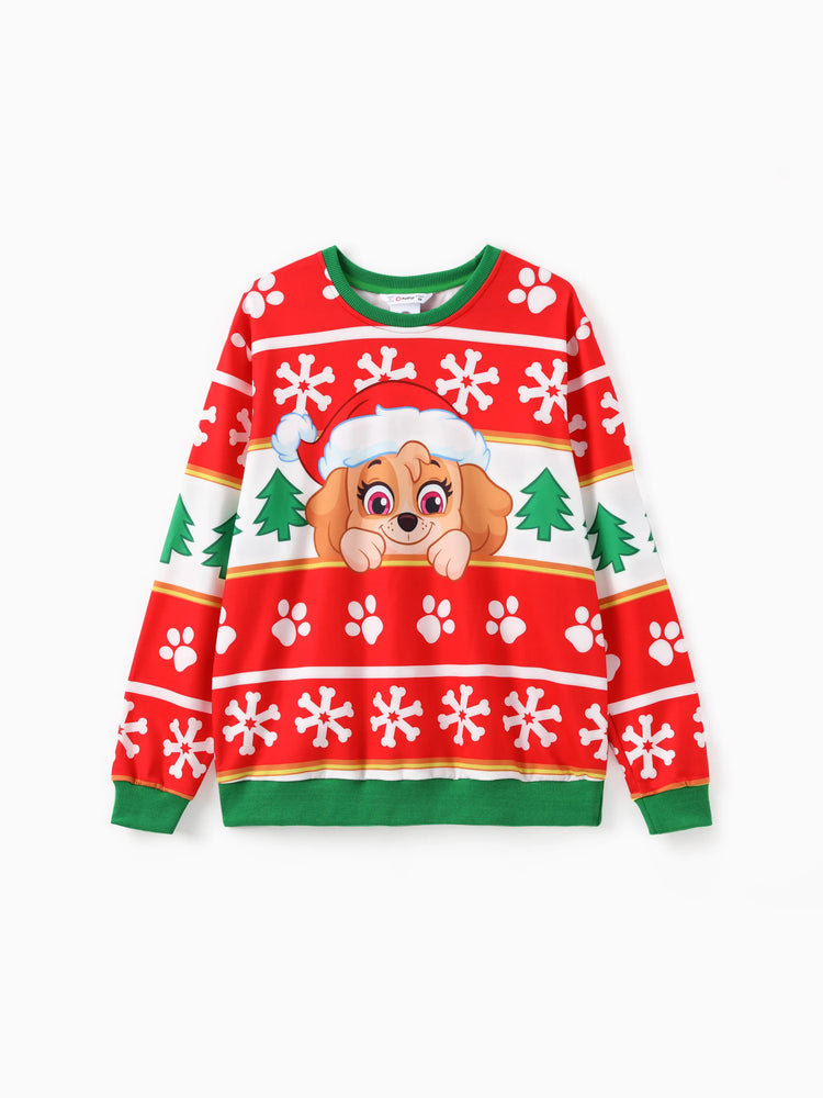 PAW Patrol Family matching Christmas Chase And Skye With Santa Hat Snowflake Pattern Sweatshirt Red