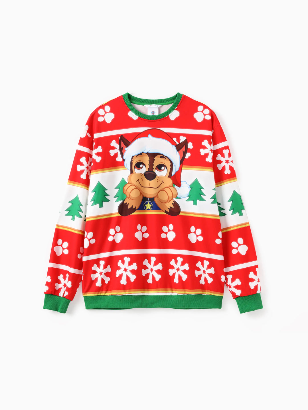 PAW Patrol Family passende Weihnachtsjagd und Skye mit Weihnachtsmannmütze Schneeflockenmuster Sweatshirt  rot