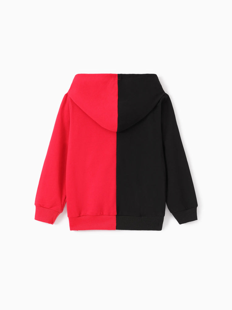 Kid Boy Colorblock Face Graphic Hoodie Sweatshirt Black