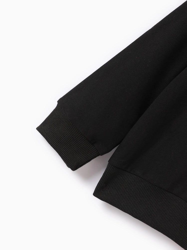 Kid Boy Colorblock Face Graphic Hoodie Sweatshirt Black