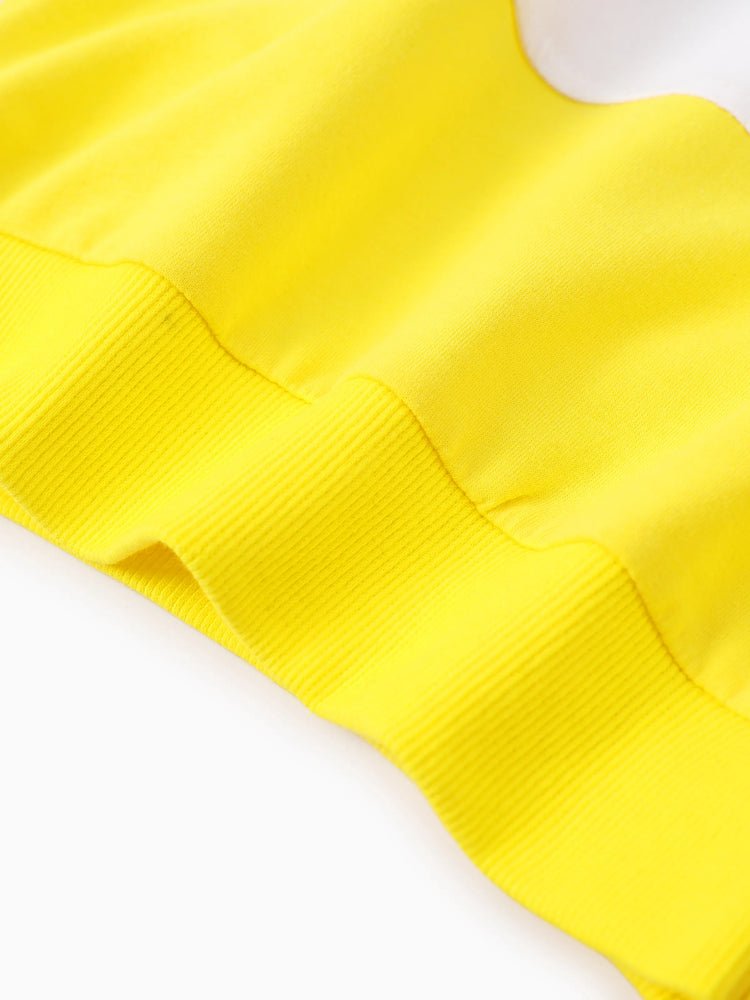 Ensemble 2 pièces pour tout-petit garçon, pull, sweat-shirt et pantalon en coton colorblock, imprimé lettres, jaune