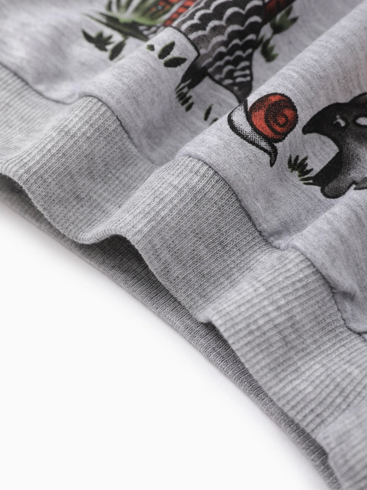 Ensemble 2 pièces avec poches plaquées et motif animal pour tout-petit garçon, gris