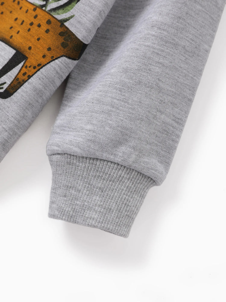 Ensemble 2 pièces avec poches plaquées et motif animal pour tout-petit garçon, gris