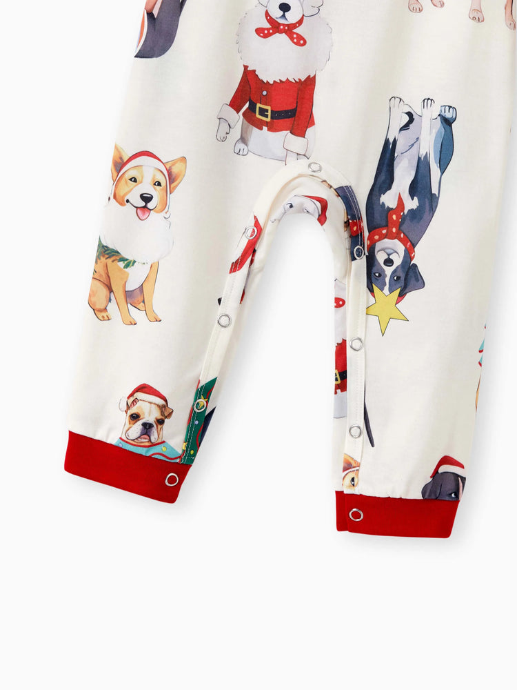 Pyjama de Noël familial assorti, joli ensemble de pyjamas à col pour chien et chaussettes de Noël, abricot clair