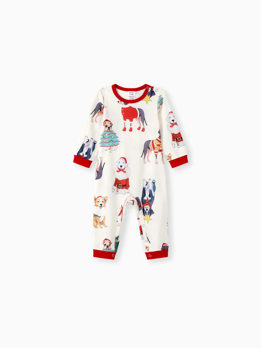 Christmas Pajamas Family Matching Cute Xmas Dog Collared Pajamas Sets with Christmas Socks LightApricot