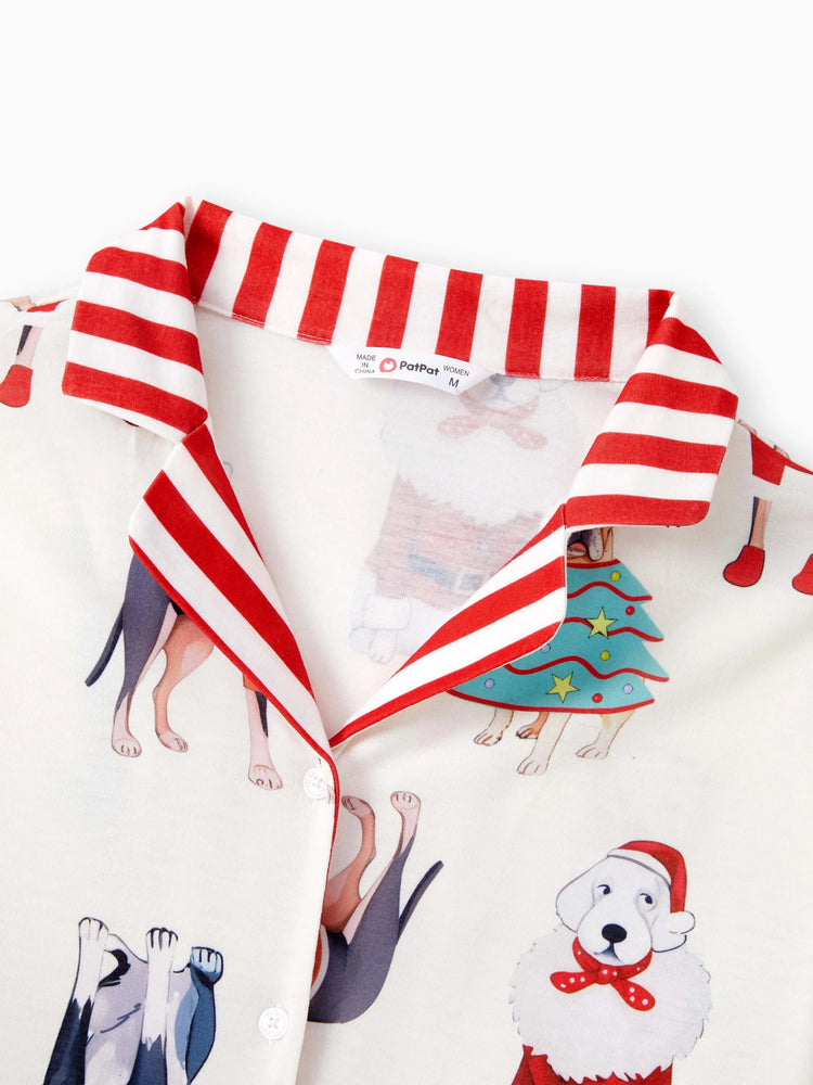 Pyjama de Noël familial assorti, joli ensemble de pyjamas à col pour chien et chaussettes de Noël, abricot clair