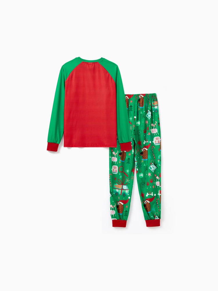 Scooby Doo Christmas Matching Family Pajamas Set Christmas Gift Car Pattern Long-sleeve Red and Green PJS with Christmas Socks Red