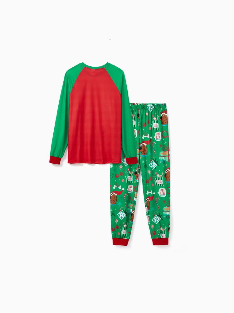 Scooby Doo Christmas Matching Family Pajamas Set Christmas Gift Car Pattern Long-sleeve Red and Green PJS with Christmas Socks Red