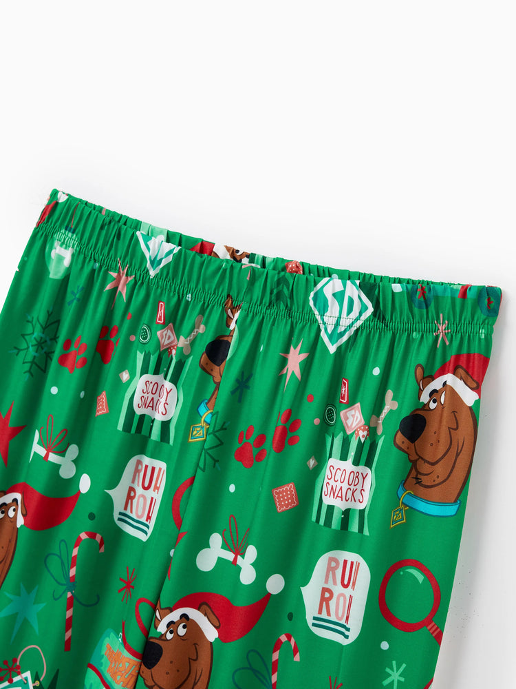 Scooby Doo Christmas Matching Family Pajamas Set Christmas Gift Car Pattern Long-sleeve Red and Green PJS with Christmas Socks Red