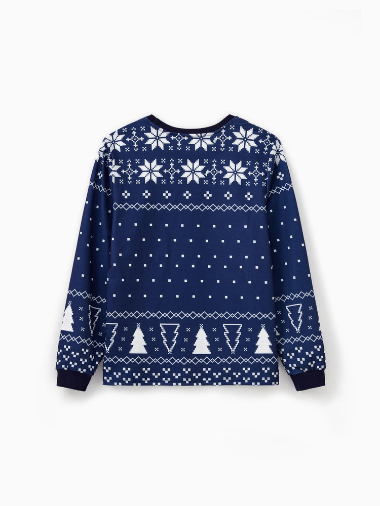 Haut à manches longues assorti Disney Stitch Family à motif flocon de neige et personnages de Noël, bleu roi