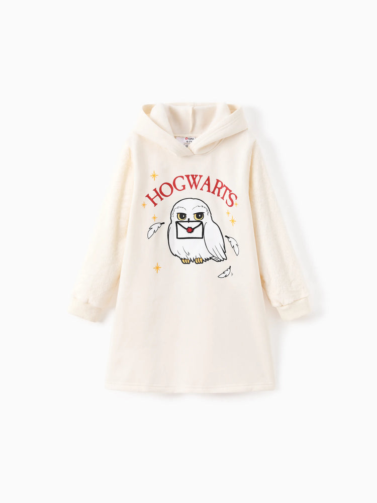 Harry Potter Kid Girl 1pc Owl 3D Envelop Plush Long-sleeve Hooded Dress 
 Apricot