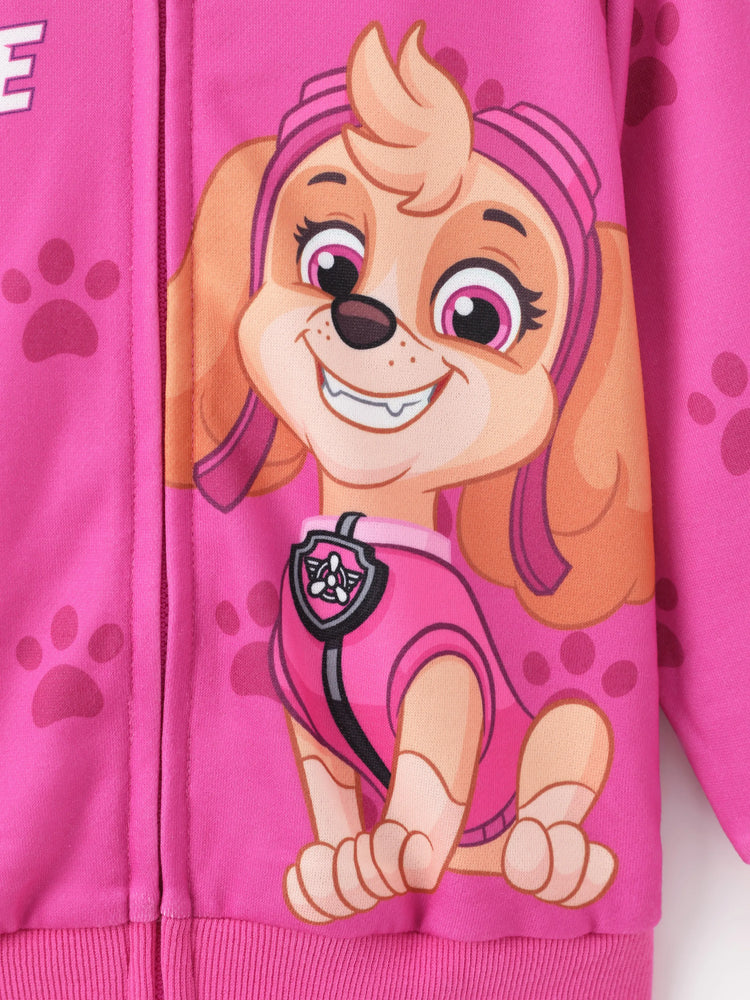 Veste à capuche à motif patte de Skye pour petite fille, 1 pièce, Pat' Patrouille, Roseo