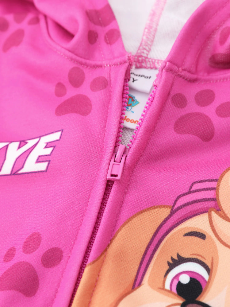 Veste à capuche à motif patte de Skye pour petite fille, 1 pièce, Pat' Patrouille, Roseo