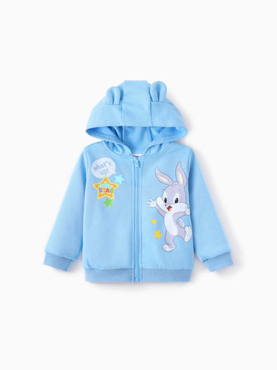 Looney Tunes Baby/Toddler Boy 1pc Character Print Hooded Jacket With 3D Ear Blue