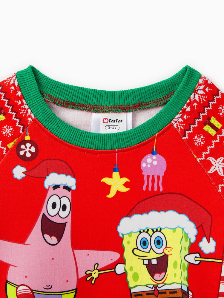 Sweat-shirt/combinaison à manches longues assorti Bob l'éponge, motif de Noël, 1 pièce
 Rouge