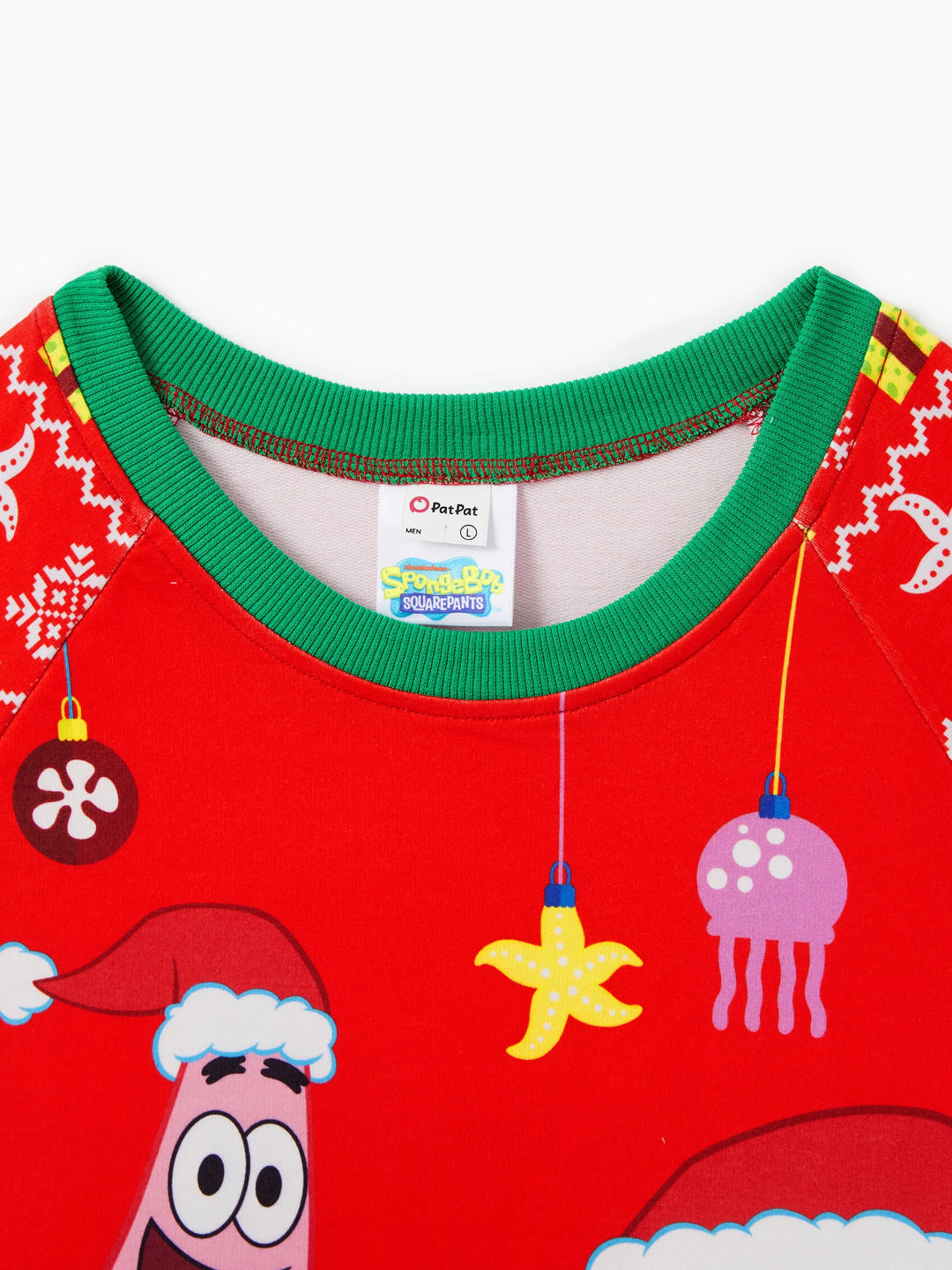 SpongeBob SquarePants Family matching 1pc Christmas Pattern Long-sleeve Sweatshirt/Jumpsuit 
 Red