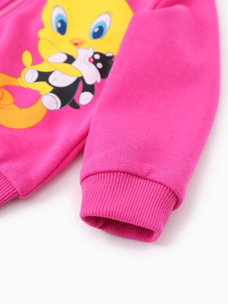 Looney Tunes Baby/Toddler Girl 1pc Character Print Hooded Jacket With 3D Ear Pink