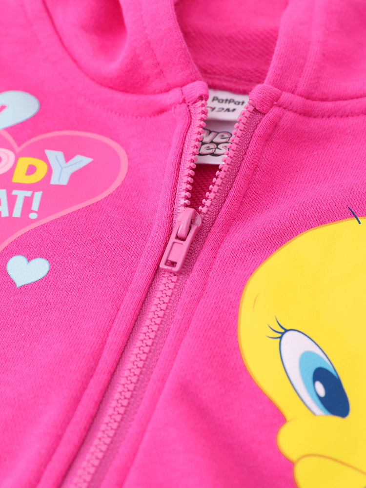 Looney Tunes Baby/Toddler Girl 1pc Character Print Hooded Jacket With 3D Ear Pink