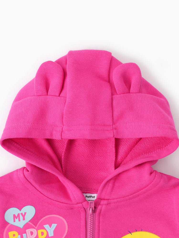 Looney Tunes Baby/Toddler Girl 1pc Character Print Hooded Jacket With 3D Ear Pink