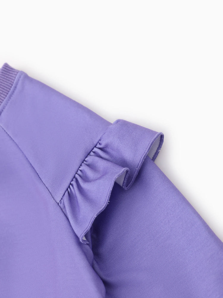 Conjunto de sudadera y pantalón con volantes de princesa Disney para niña pequeña, 2 piezas, estampado de jazmín, violeta azulado