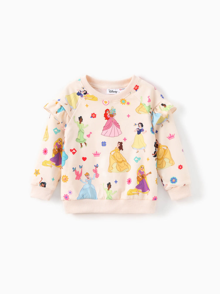 Disney Princess Toddler Girl 2pcs Ruffled Sweatshirt And Pants Set OffWhite