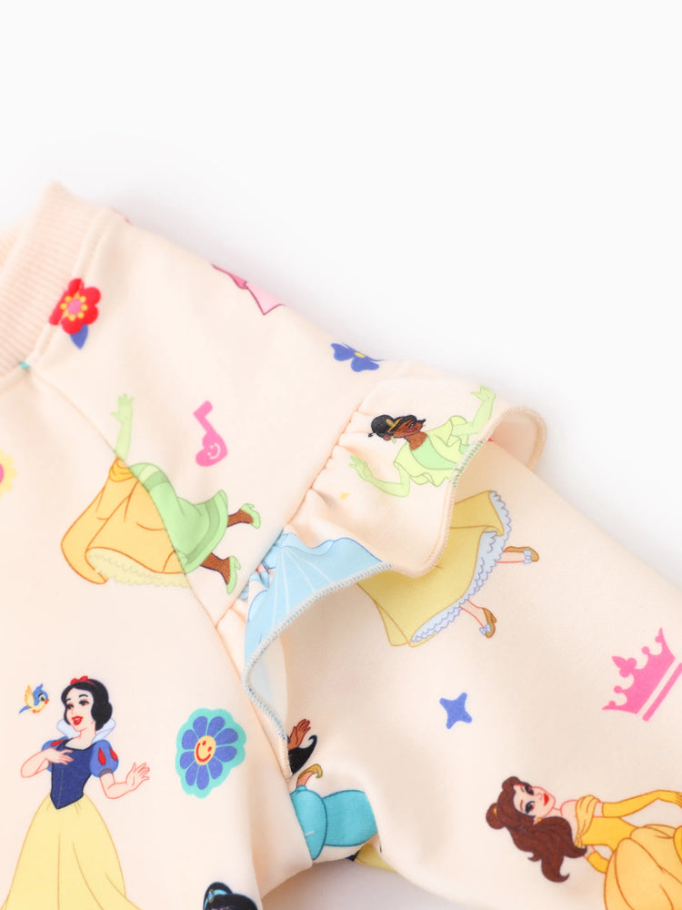 Disney Princess Toddler Girl 2pcs Ruffled Sweatshirt And Pants Set OffWhite