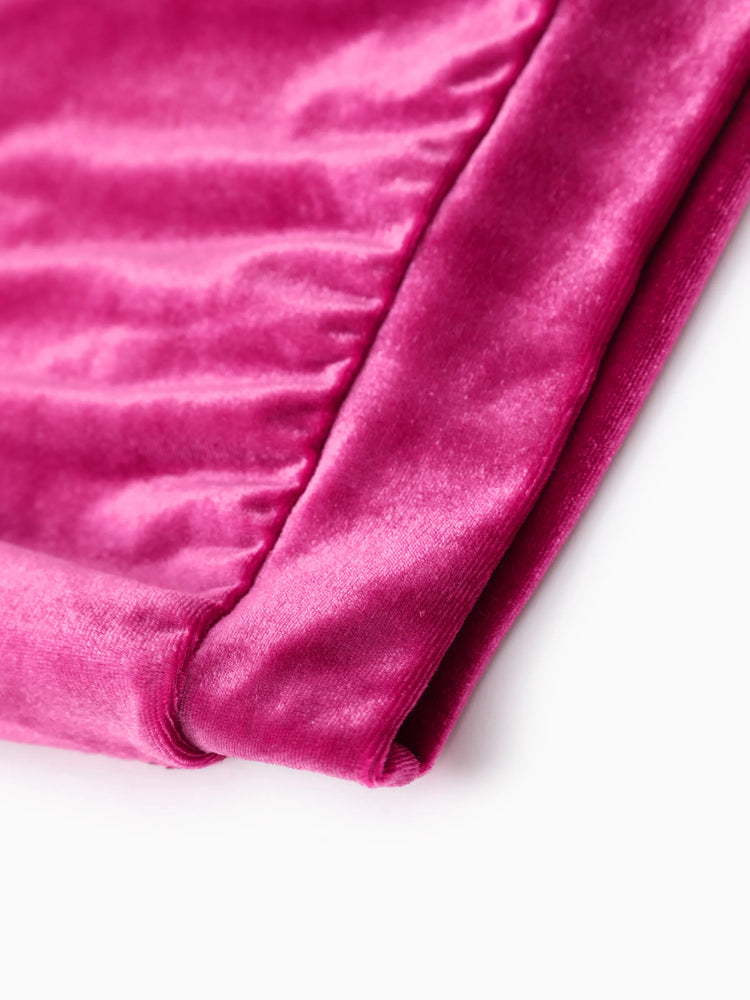 Barbie Clothing Toddler/Kid Girl 2pcs Character Embroidered Sequin Velvet Hooded Top And Flared Pants Set
 Rose pink