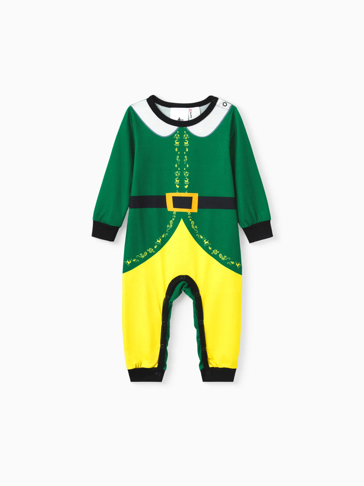 Ensemble pyjama de Noël familial ELF avec ceinture et col assortis et chaussettes de Noël