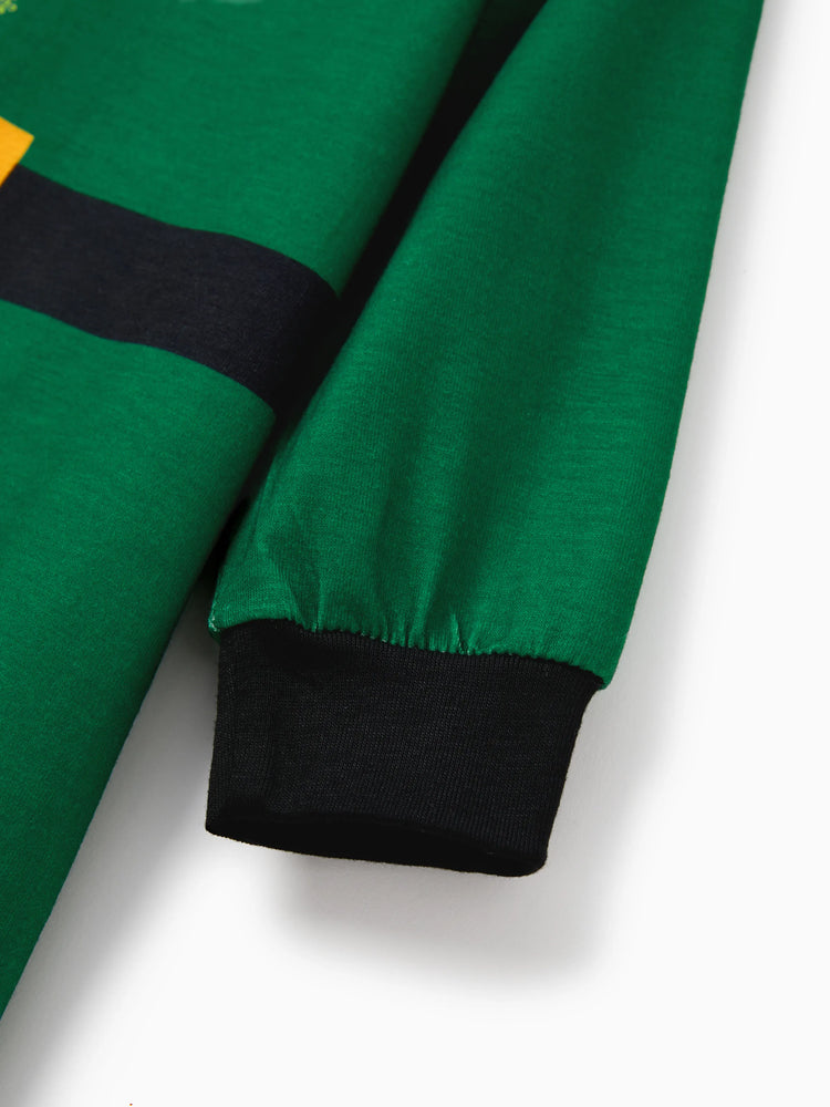 Ensemble pyjama de Noël familial ELF avec ceinture et col assortis et chaussettes de Noël