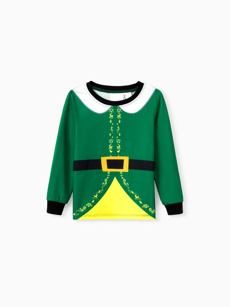 Ensemble pyjama de Noël familial ELF avec ceinture et col assortis et chaussettes de Noël