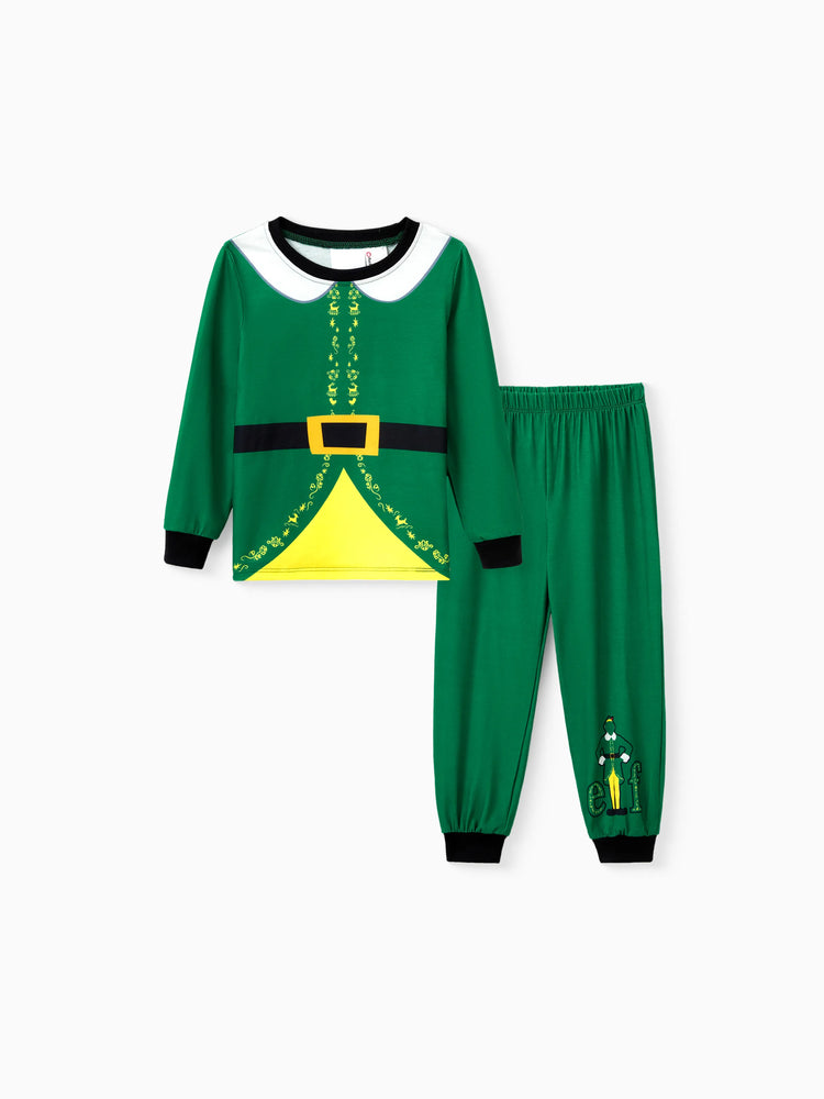 Ensemble pyjama de Noël familial ELF avec ceinture et col assortis et chaussettes de Noël