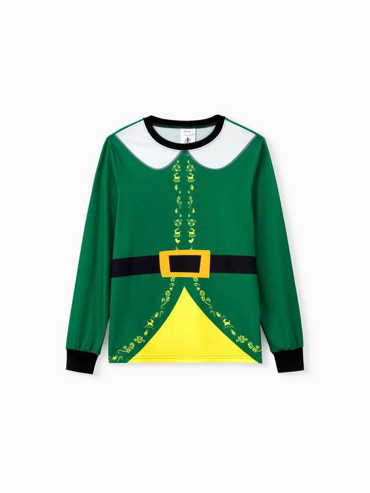 Ensemble pyjama de Noël familial ELF avec ceinture et col assortis et chaussettes de Noël