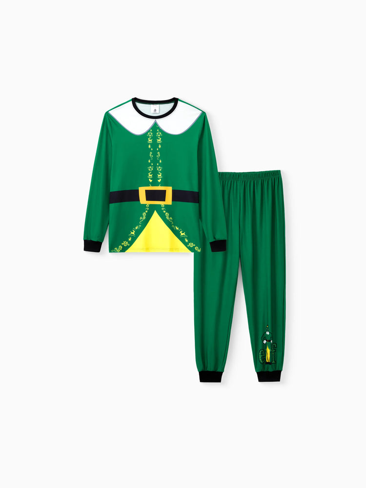 Ensemble pyjama de Noël familial ELF avec ceinture et col assortis et chaussettes de Noël