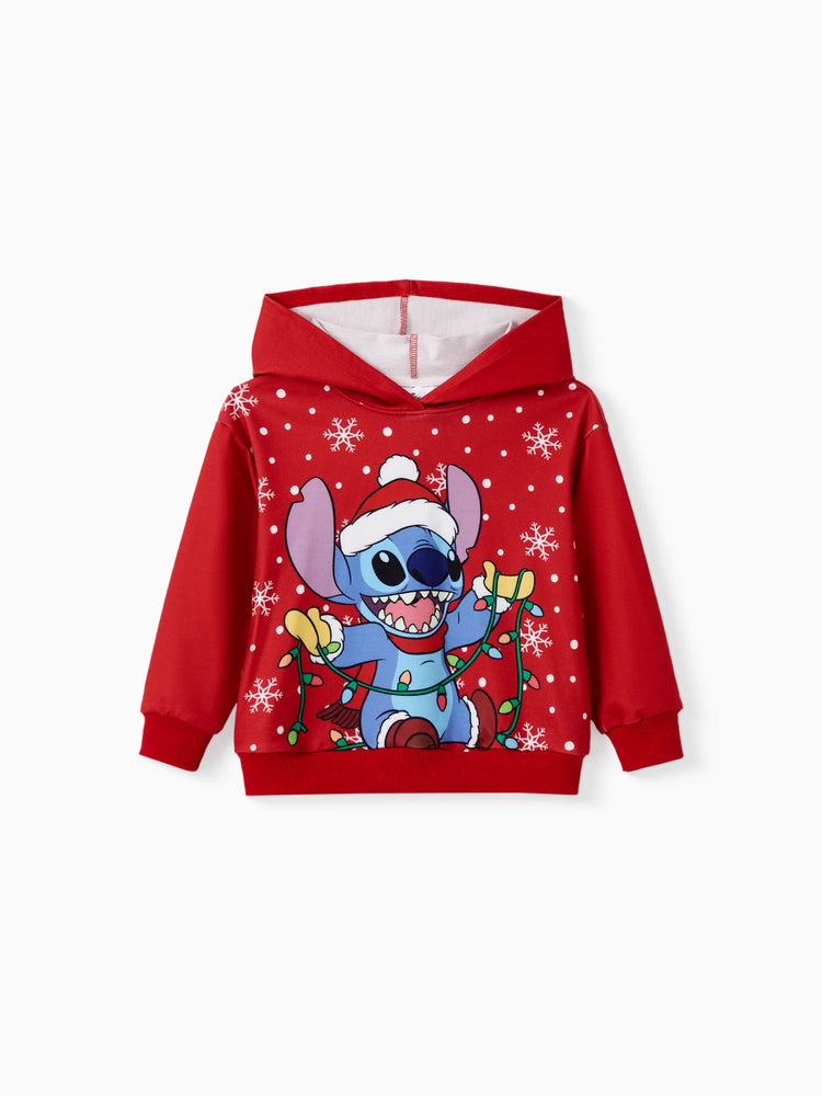 Disney Stitch Family matching 1pc Christmas Snowflake Polka dots Hoodie Red