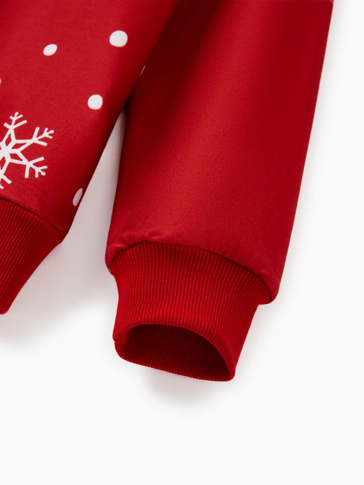 Disney Stitch Family matching 1pc Christmas Snowflake Polka dots Hoodie Red