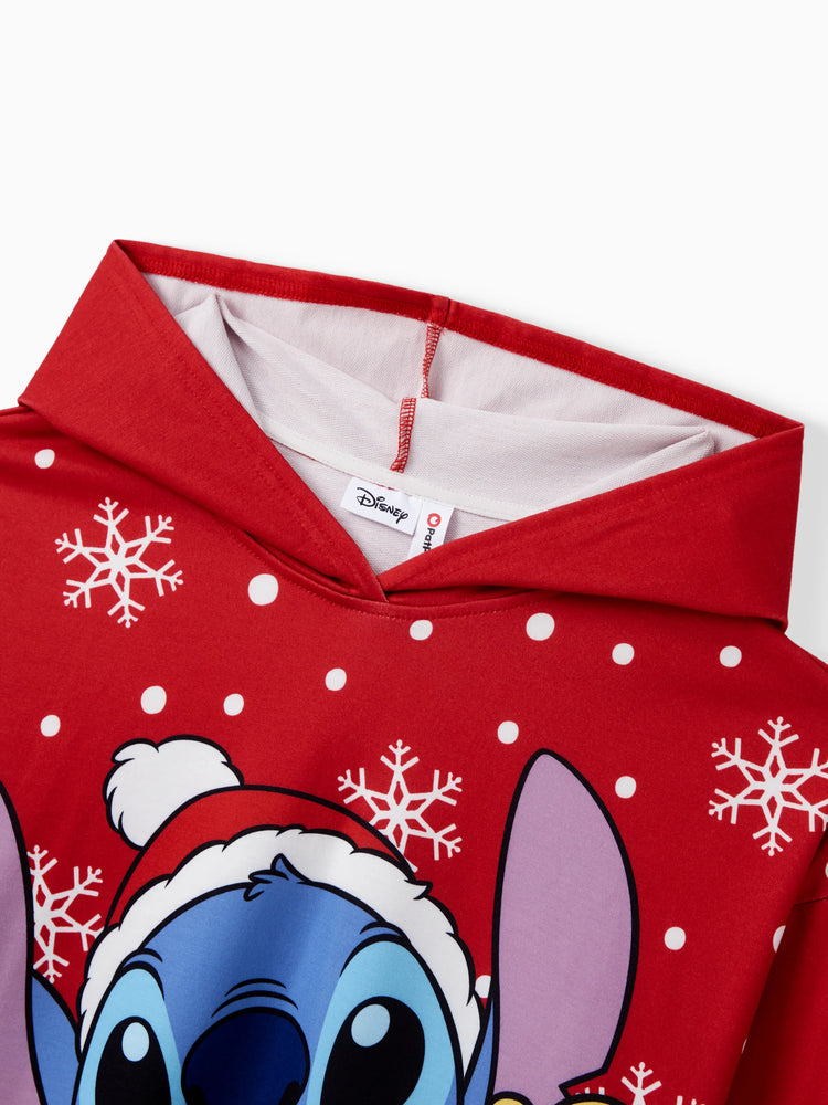 Disney Stitch Family matching 1pc Christmas Snowflake Polka dots Hoodie Red